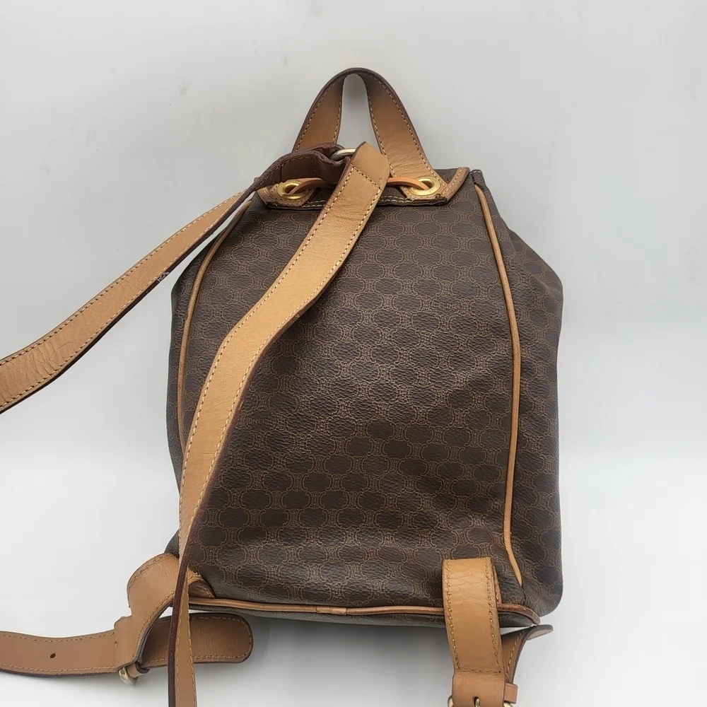 CELINE Macadam Rucksack Backpack Mini canvas leather..Authentic..